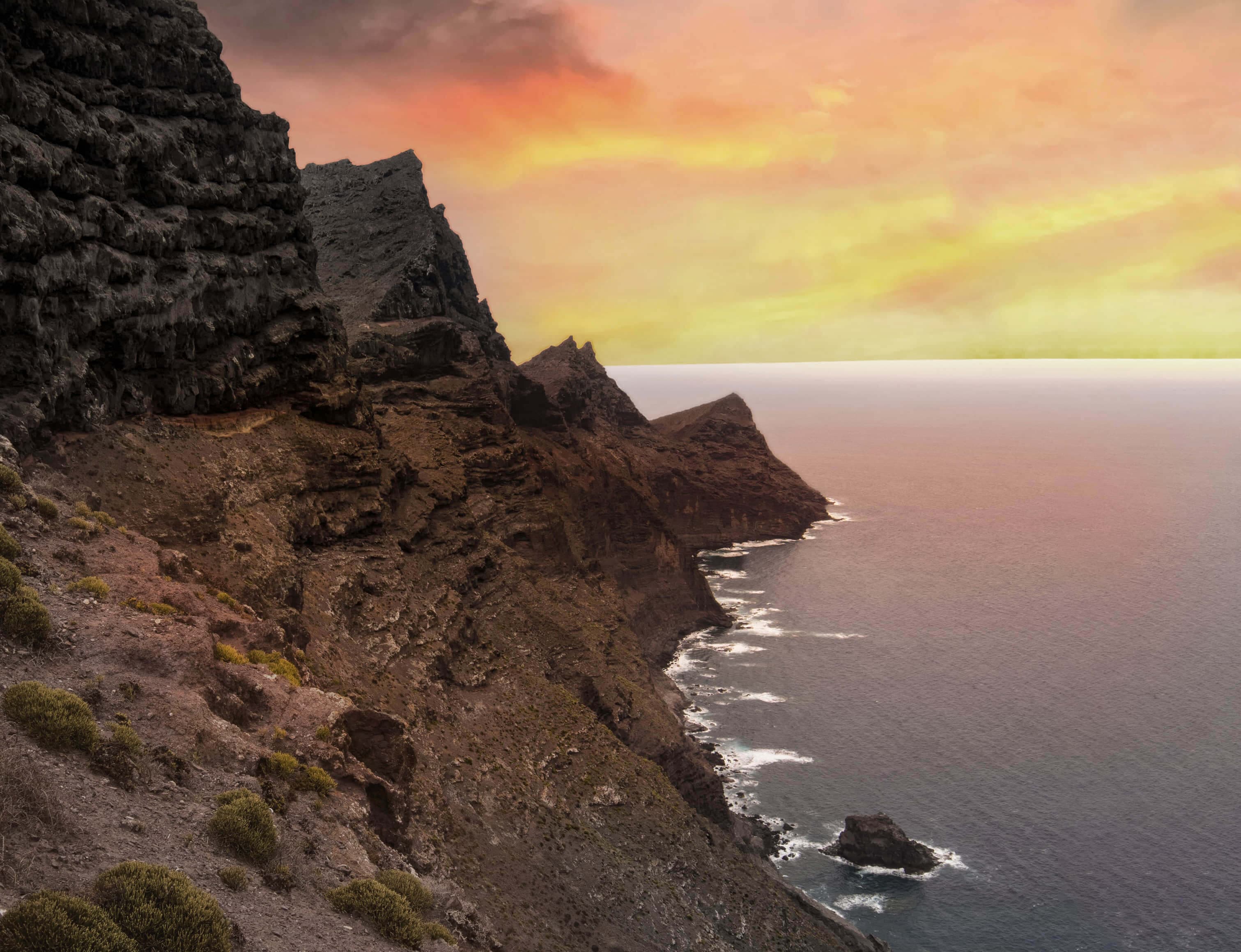 Mountain landscape at sunset